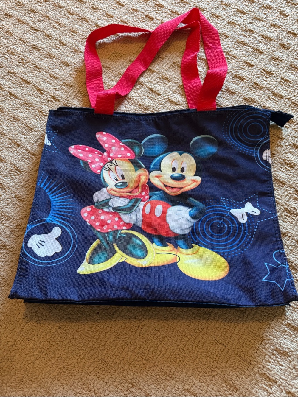 Mickey & Minnie Navy Canvas Tote with Red Handles